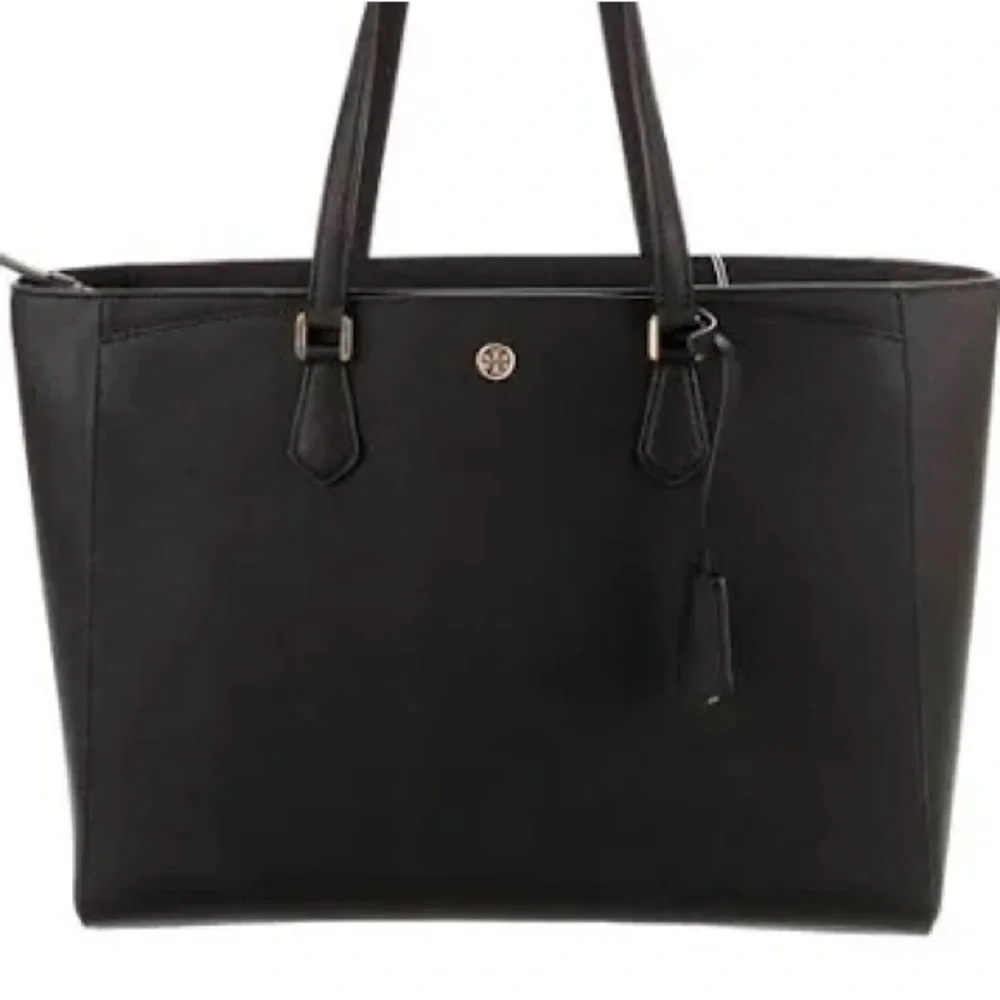 Tory Burch Large Robinson Black Leather Tote Shoulder‎ Bag